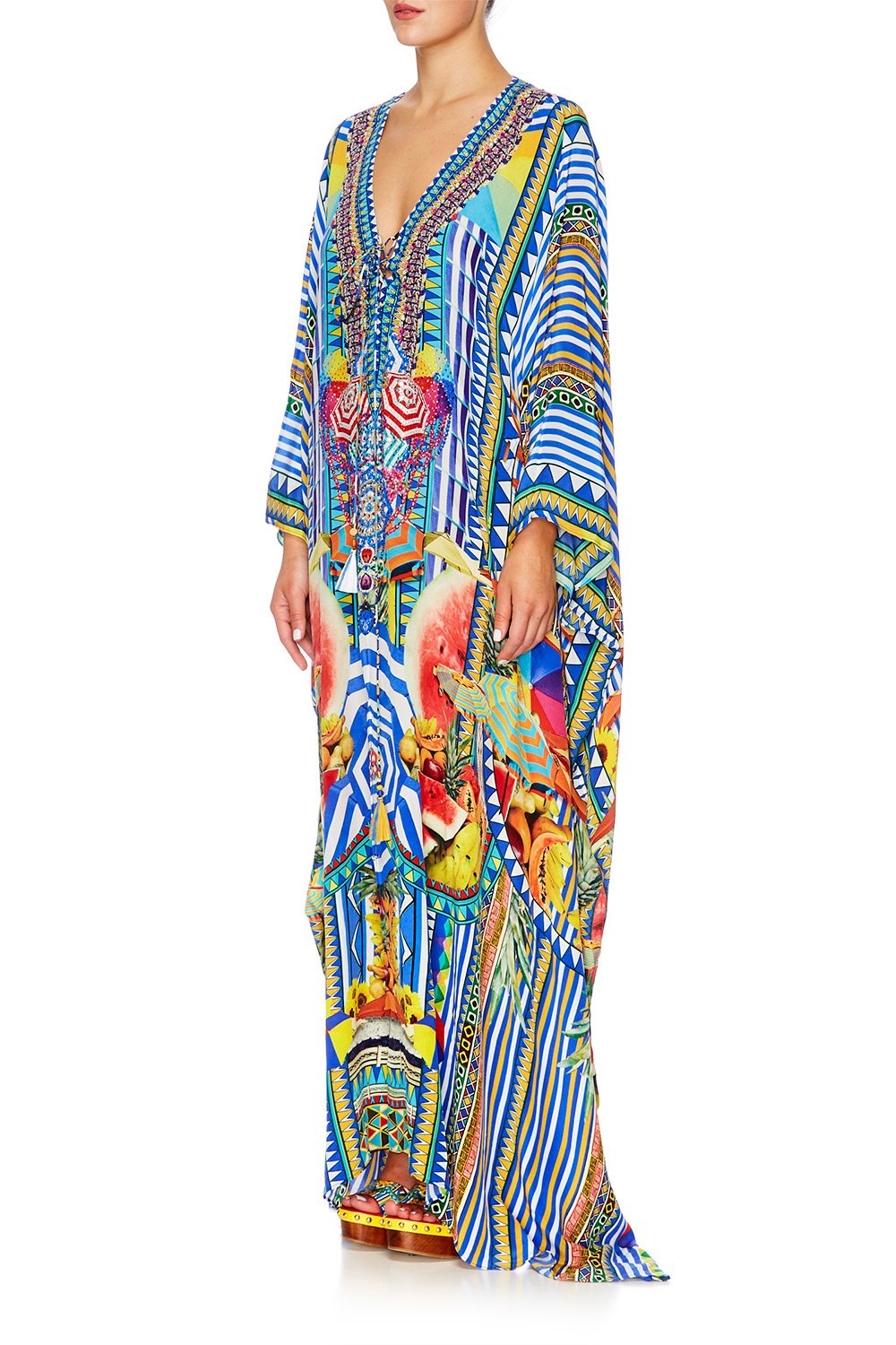 BOOK A SHADE SPLIT HEM LACE UP KAFTAN