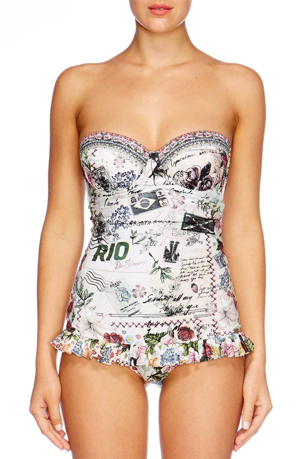 MEMORY LANE STRAPLESS FRILL ONE PIECE