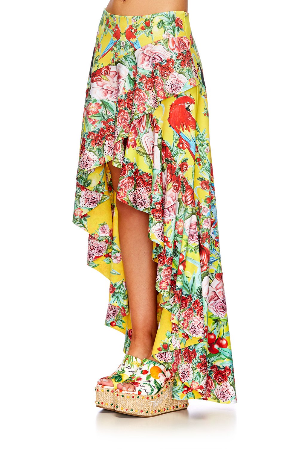 LOVE BIRDS ASYMMETRIC FLOUNCE SKIRT