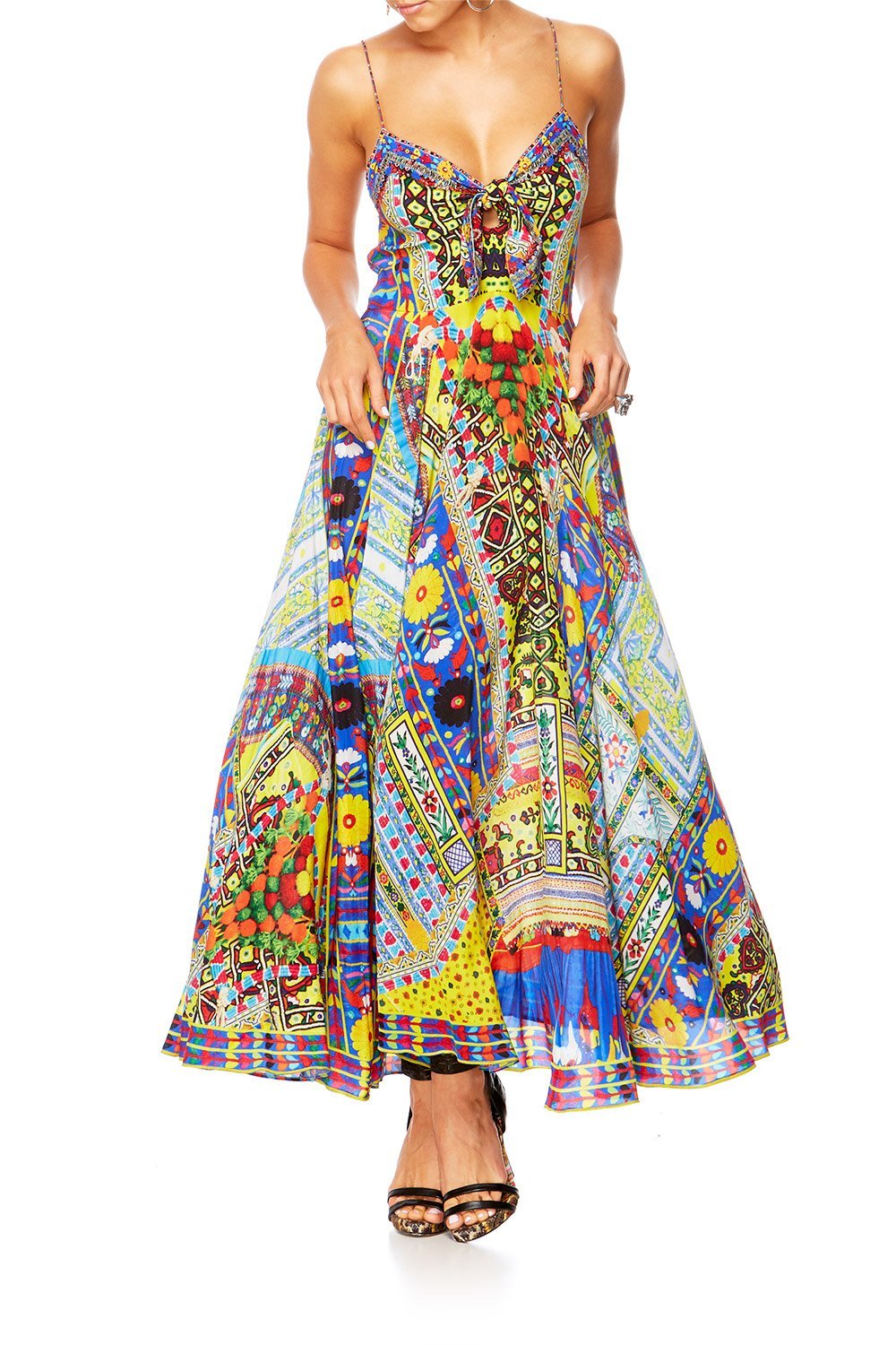INSIDE MY MIND LONG DRESS W TIE FRONT