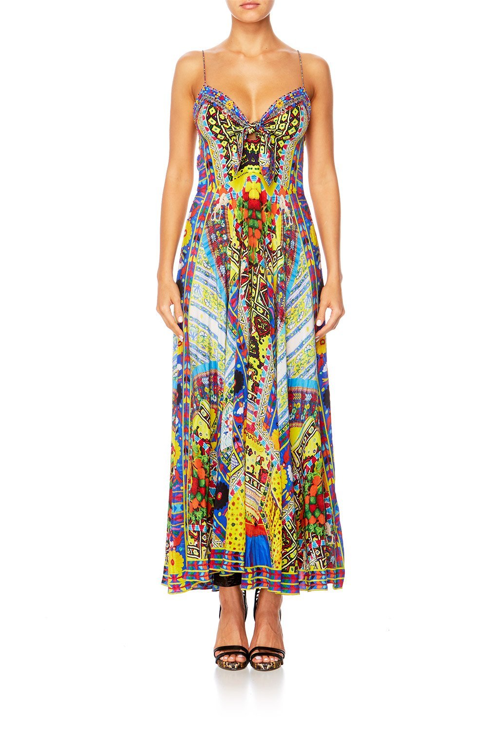 INSIDE MY MIND LONG DRESS W TIE FRONT