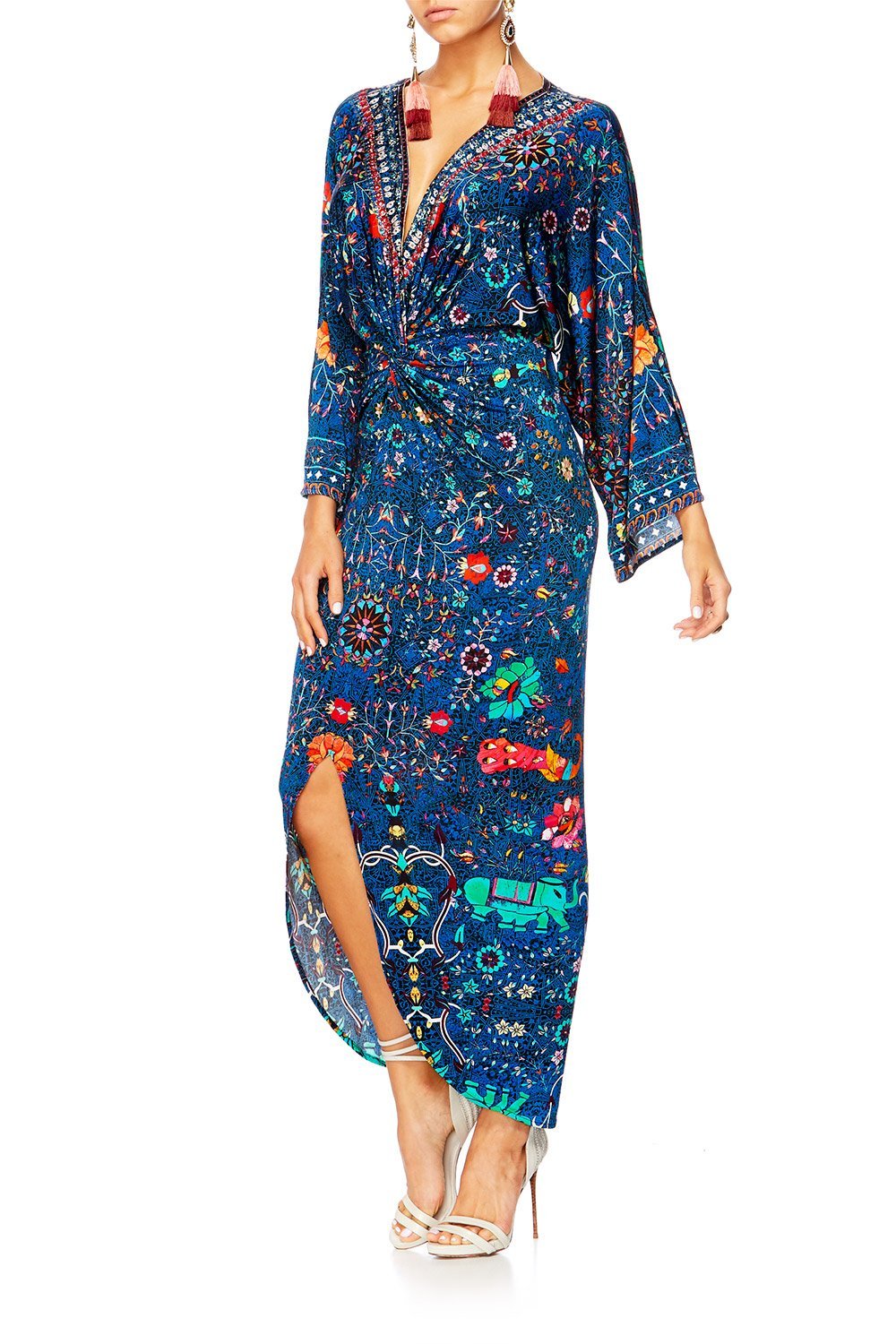 KINDNESS KALEIDOSCOPE LONG SPLIT FRONT SLIP DRESS