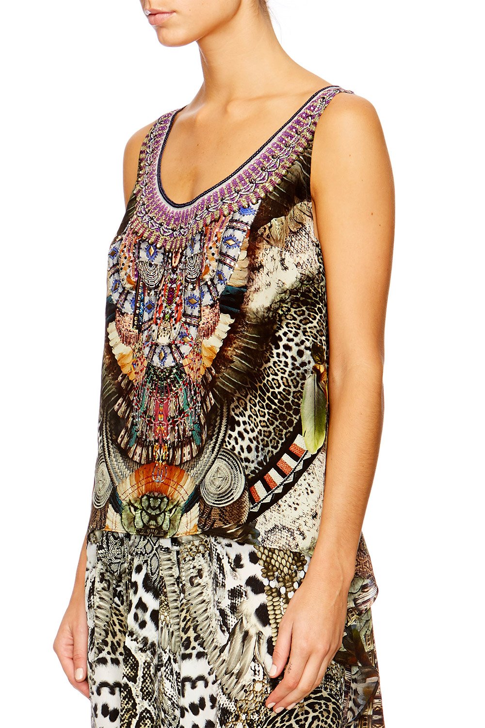 LIGHT MY FIRE SCOOP NECK TOP WITH LONG BACK