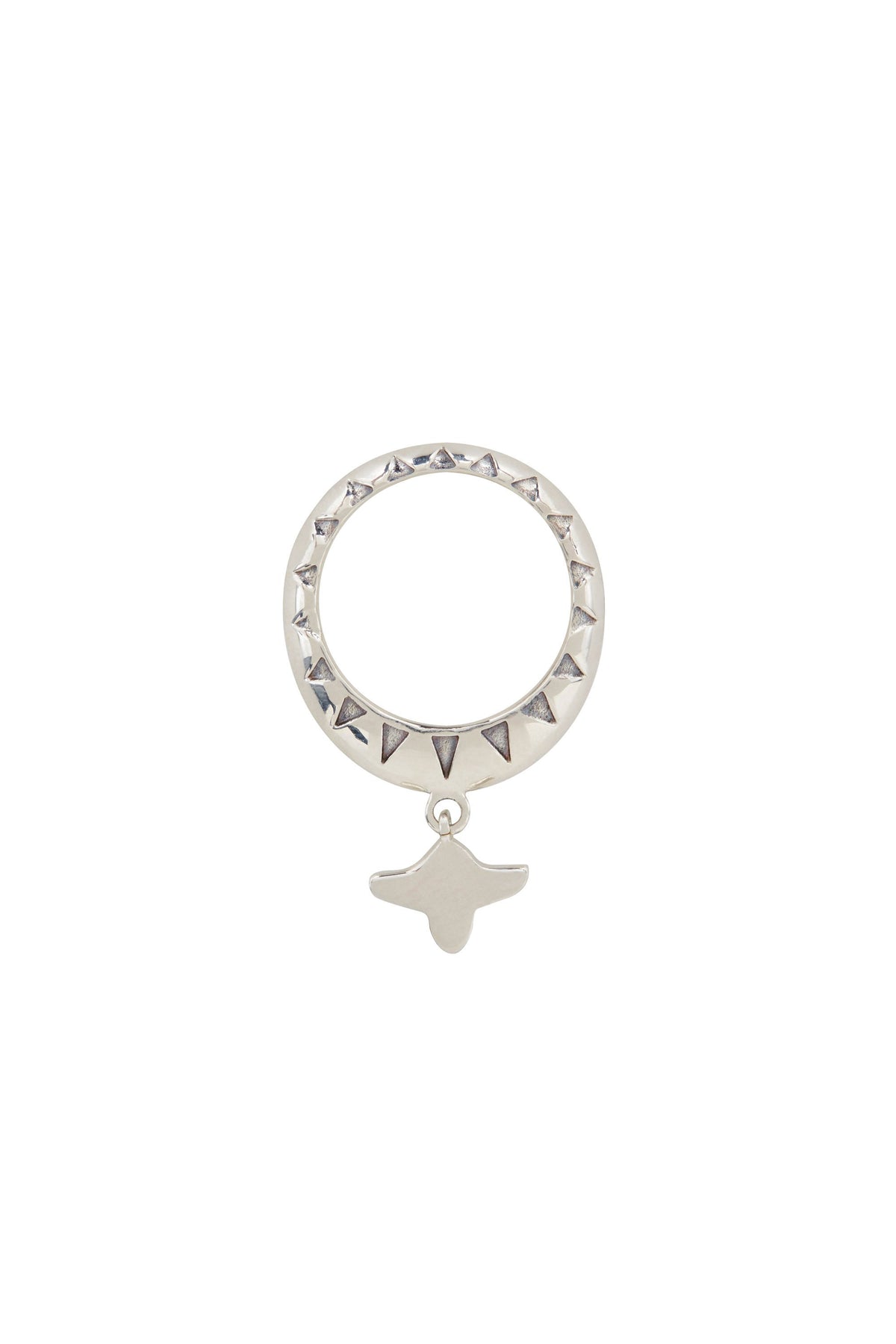 SILVER PLATED DROP MOTIF RING