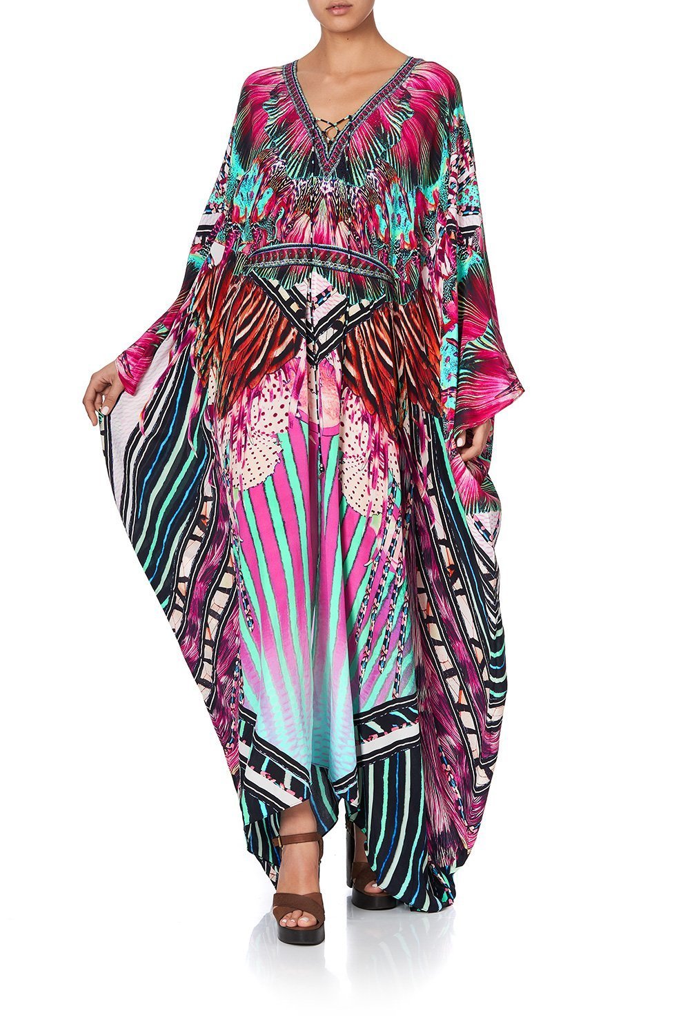 SPLIT HEM LACE UP KAFTAN RAINBOW EYES