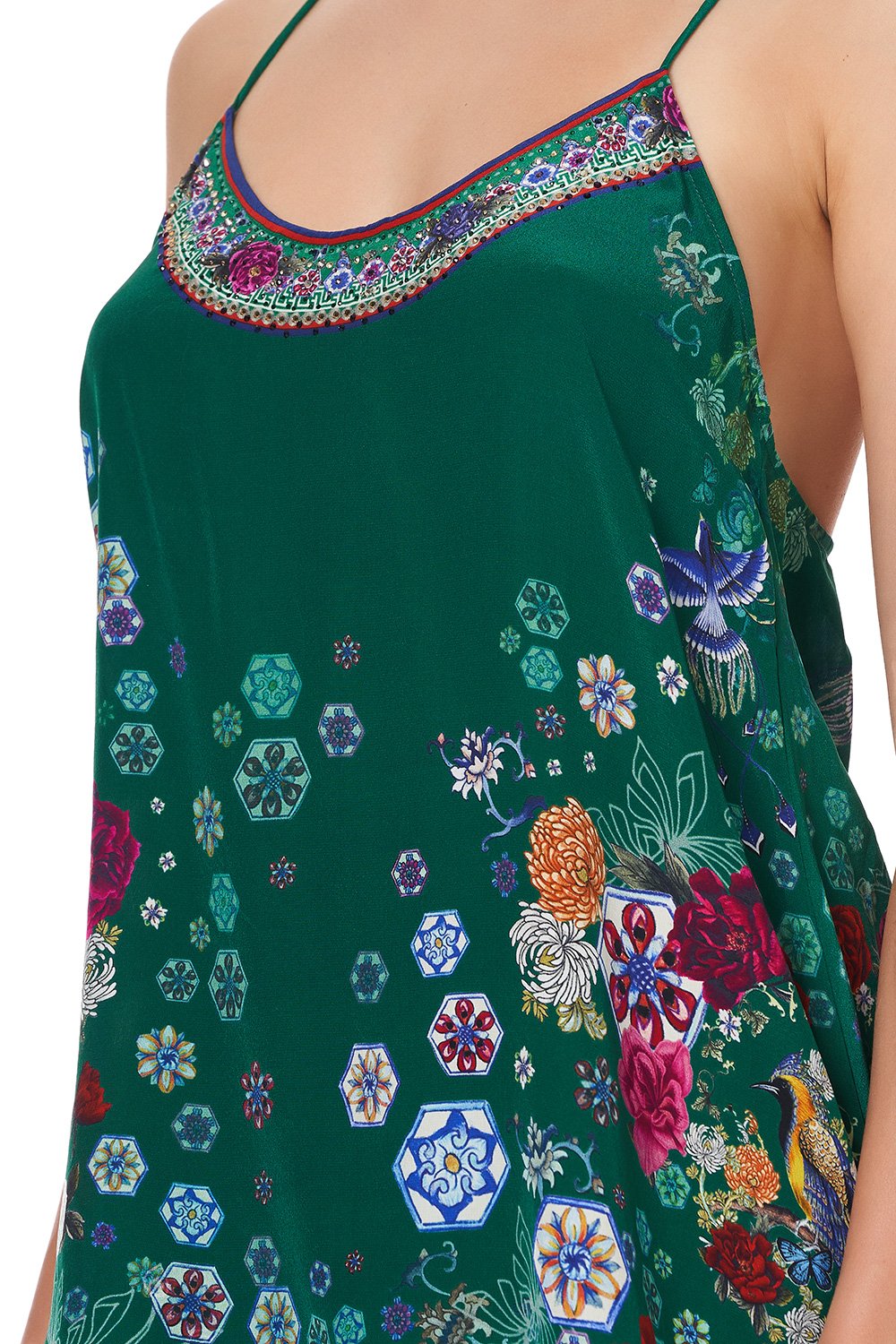 T BACK SHOESTRING TOP EMERALD'S ORBIT