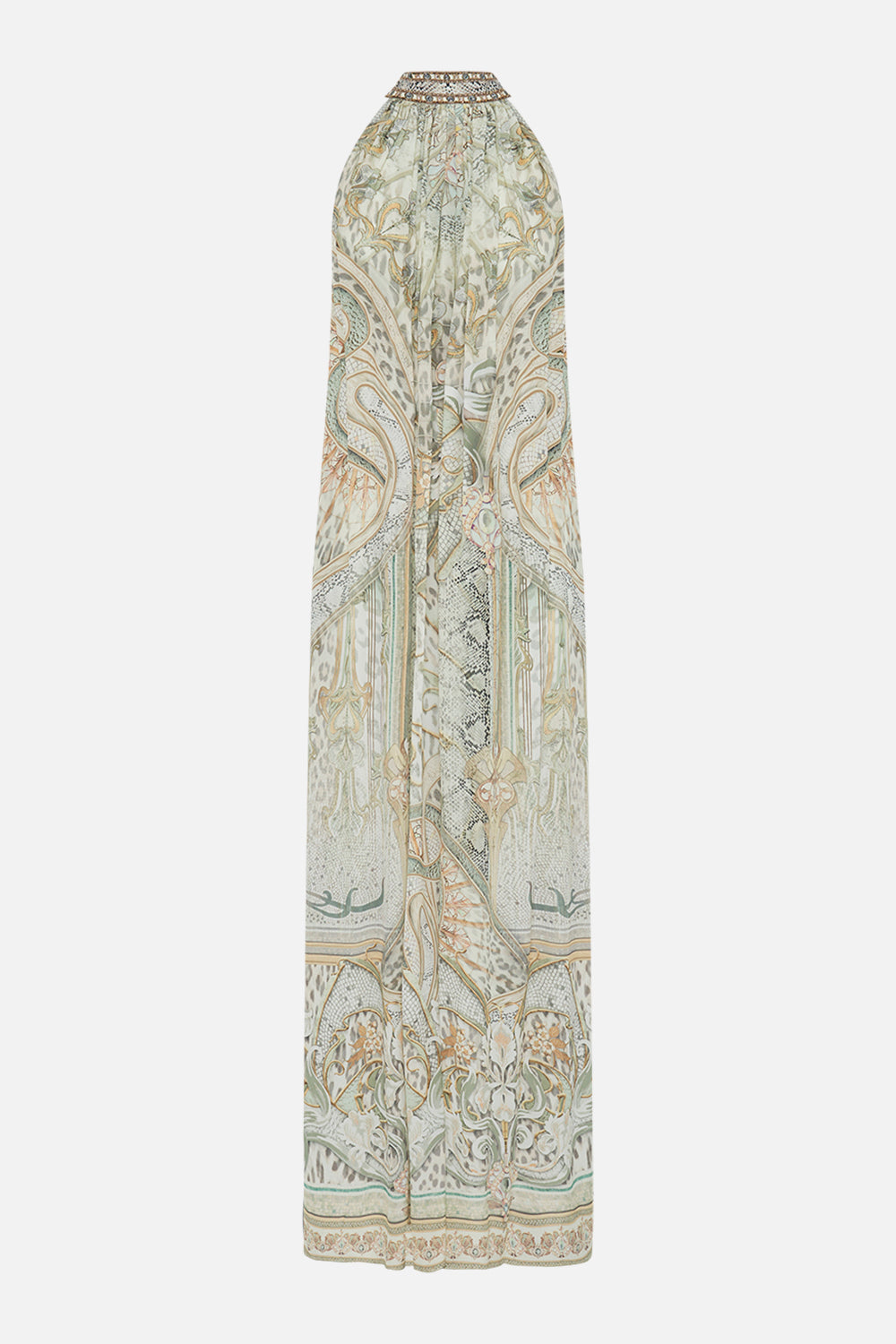 CAMILLA silk maxi dress in Ivory Tower Tales print