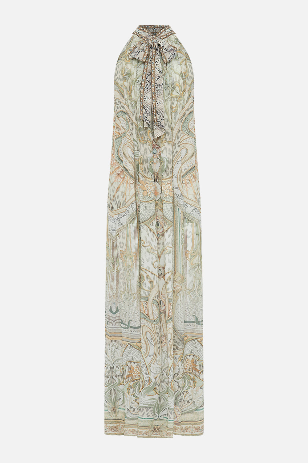 CAMILLA silk maxi dress in Ivory Tower Tales print