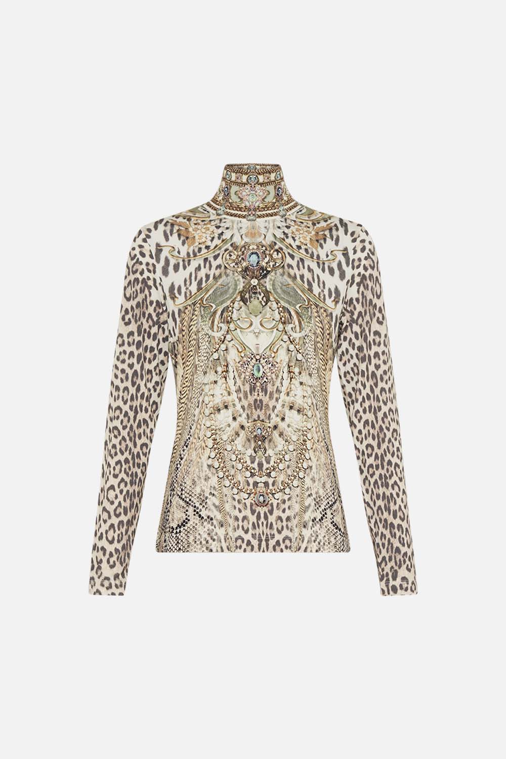 CAMILLA jersey turtleneck in Ivory Tower Tales print