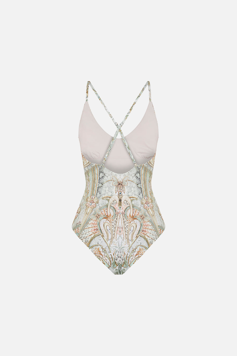 CAMILLA resortwear onepiece swimsuit in Ivory Tower Tales  print