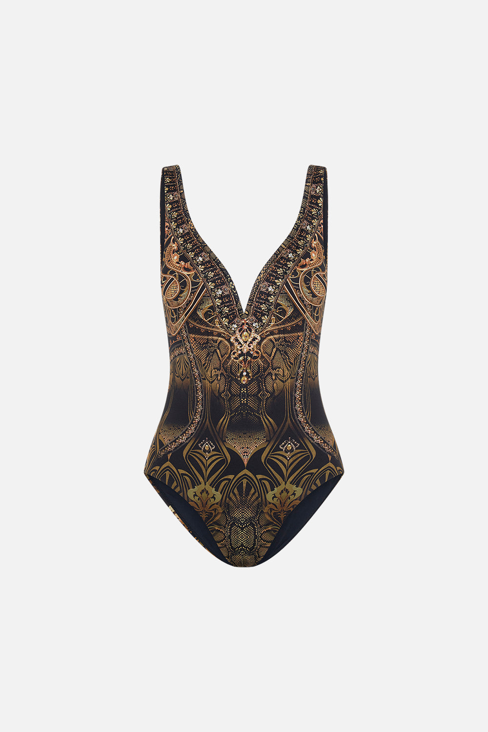 CAMILLA resortwear one piece swimsuit in Nouveau Noir print