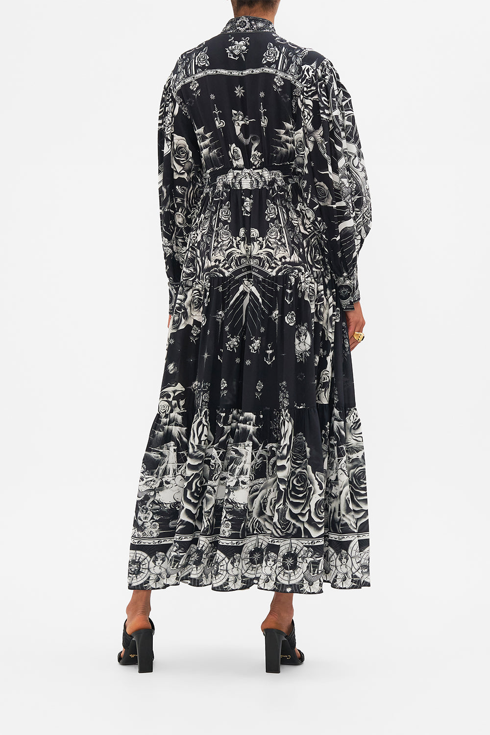 SHAPED WAISTBAND DRESS WITH TIERED SKIRT TALES OF TATTOO