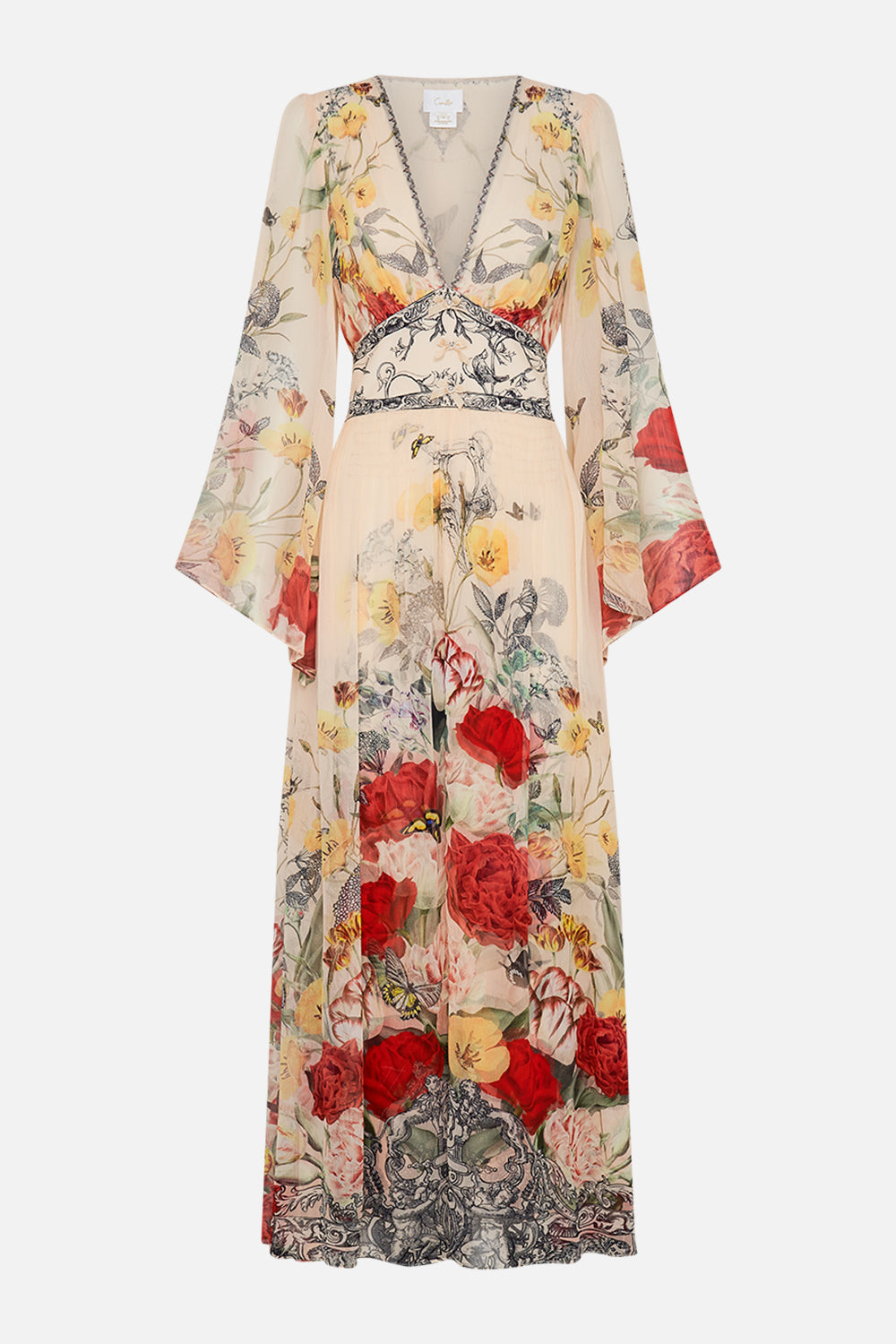 CAMILLA multi flared sleeve dress in Etched into Eternity