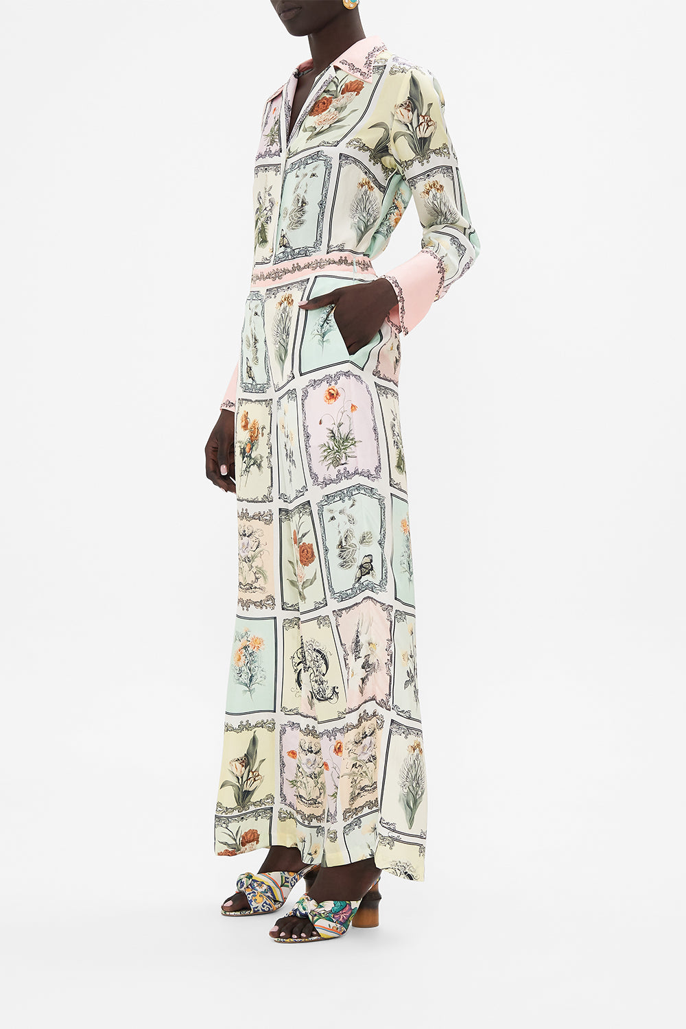 CAMILLA multi Minimal Wide Leg Pant in Long Live Letterpress