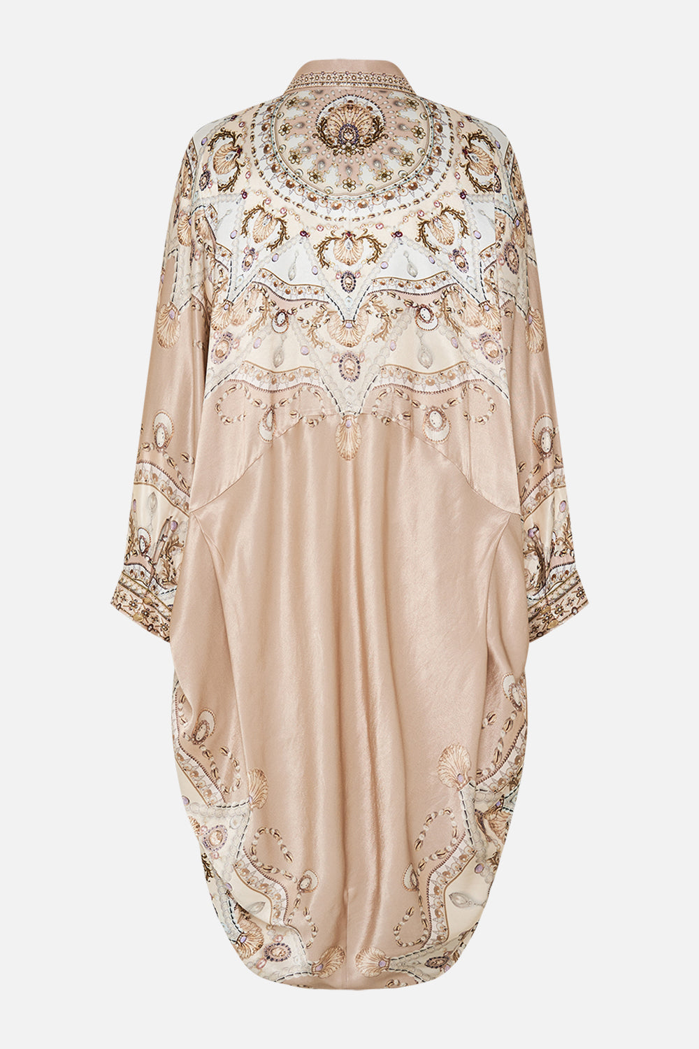 CAMILLA blush button up top in Grotto Goddess print