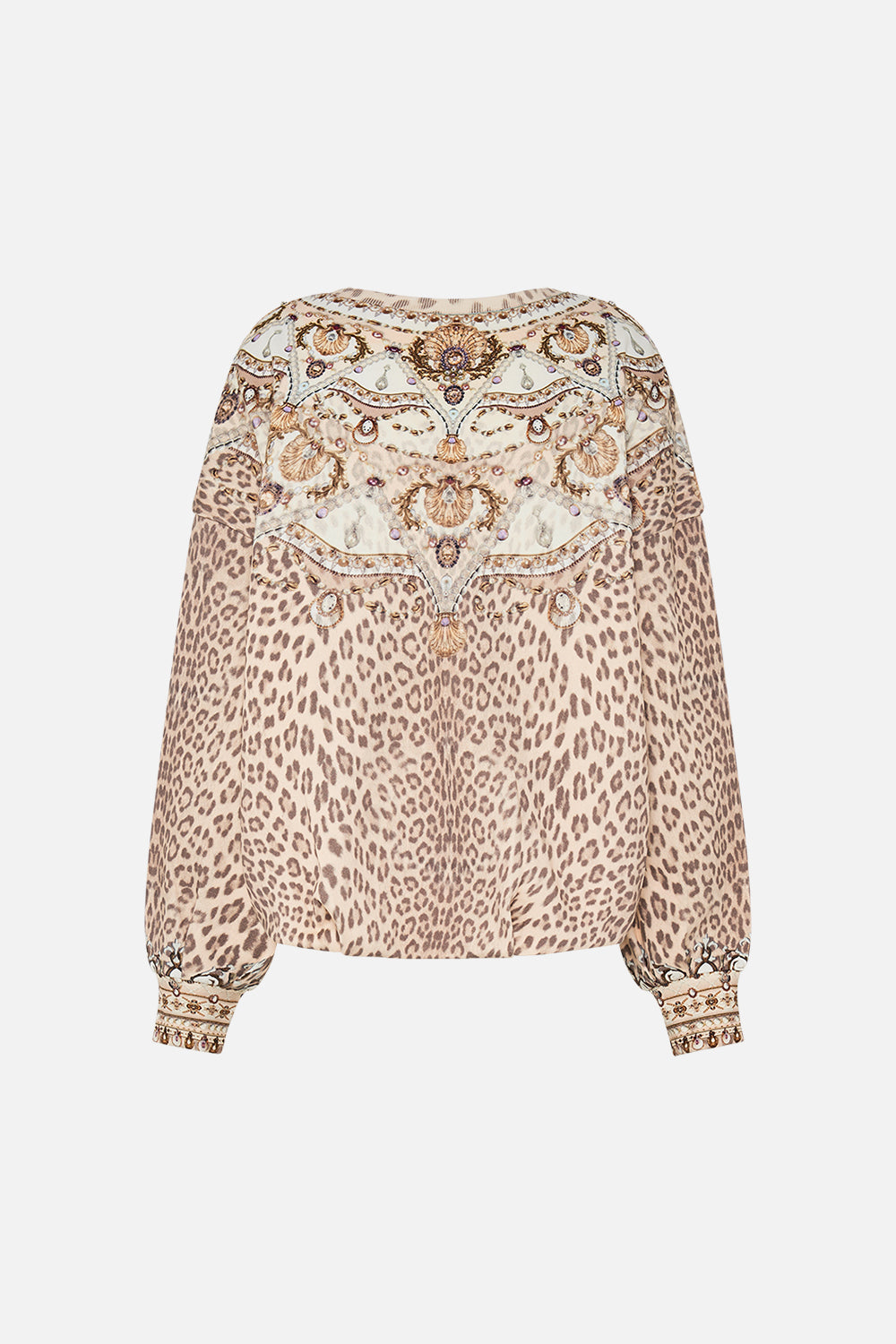 CAMILLA Blush Embellished Tuck Detail Sweater in Grotto Goddess