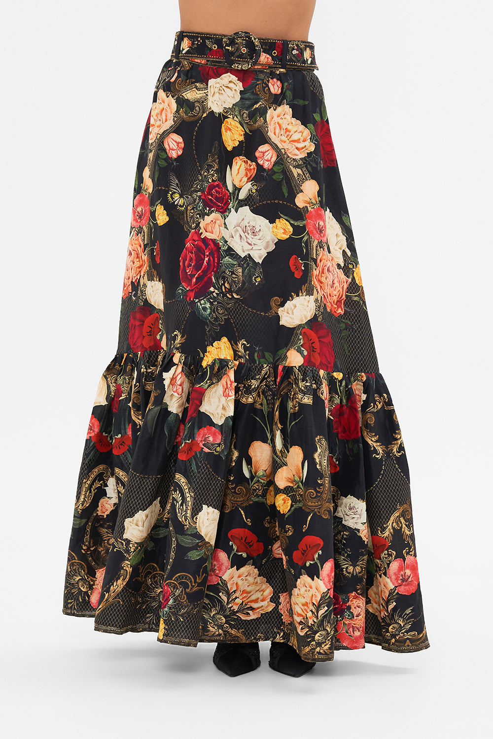CAMILLA Black Skirt with Deep Hem Frill and Belt in Magic in the Manuscripts