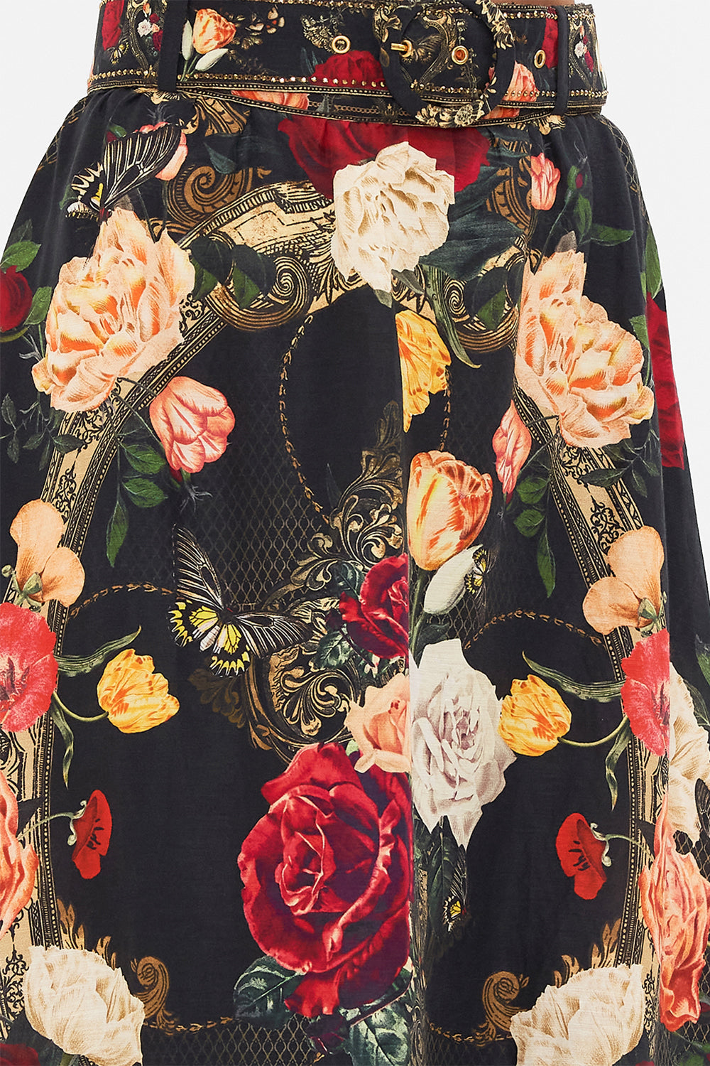 CAMILLA Black Skirt with Deep Hem Frill and Belt in Magic in the Manuscripts