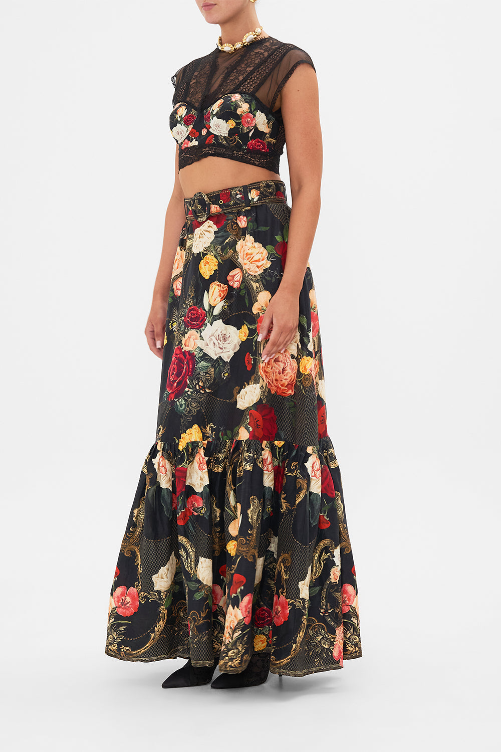 CAMILLA Black Lace Splice Top in Magic in the Manuscripts