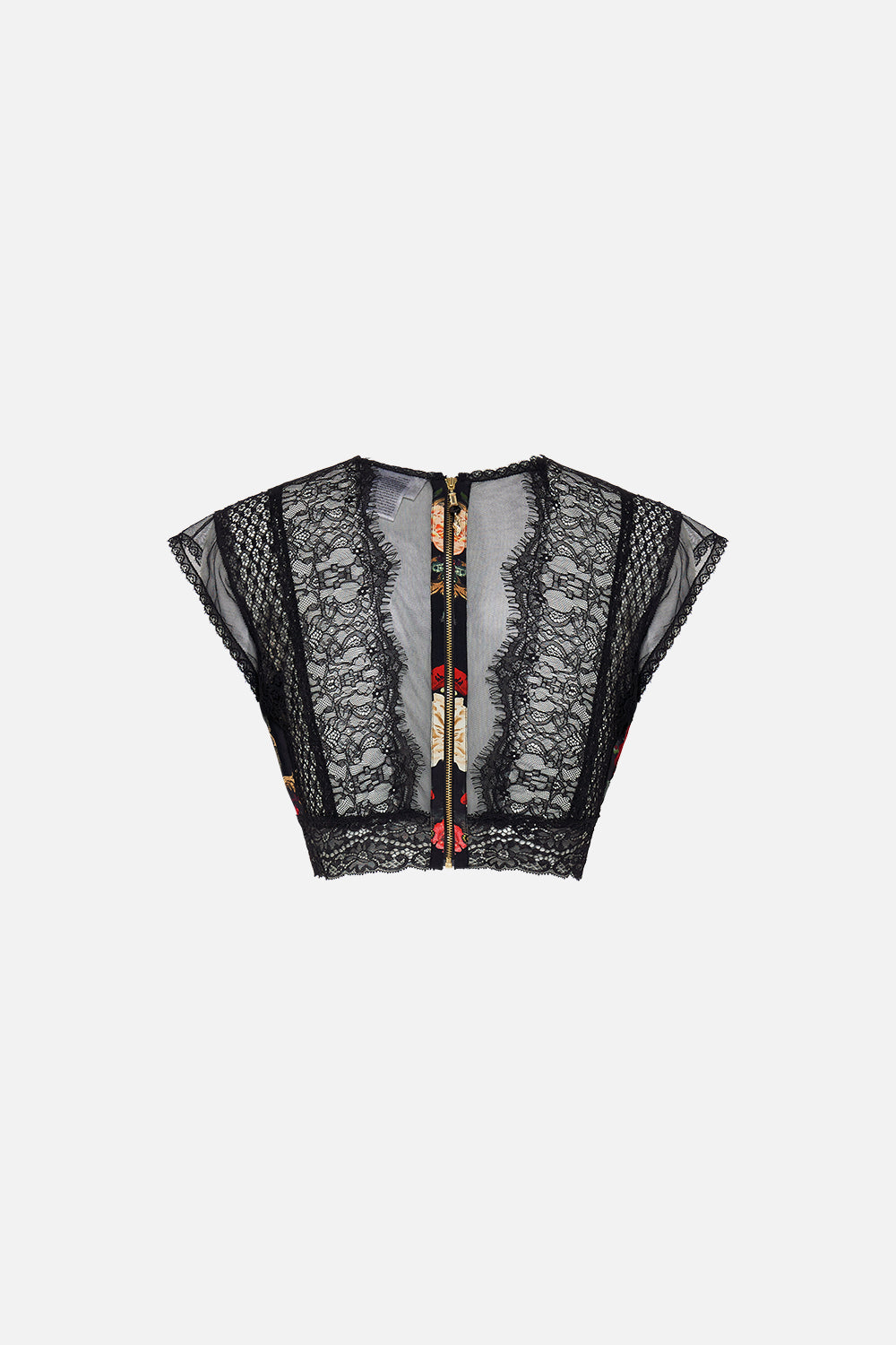 CAMILLA Black Lace Splice Top in Magic in the Manuscripts
