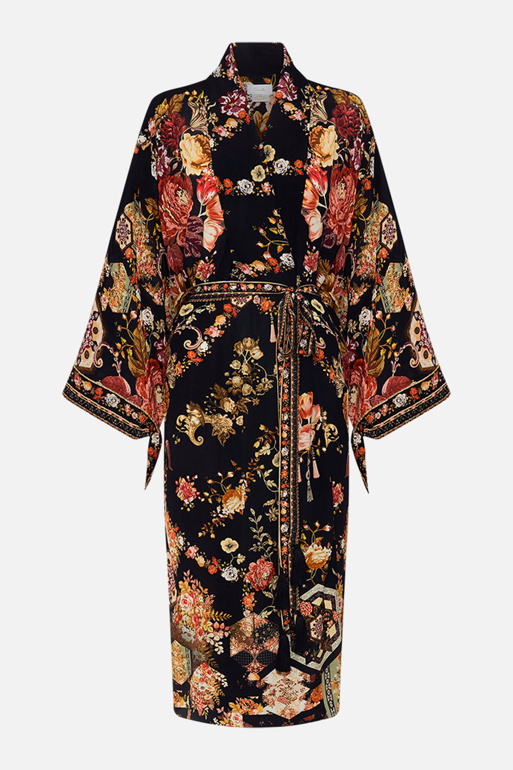 CAMILLA Floral Oversized Layer with Tie Sleeve in Stitched in Time