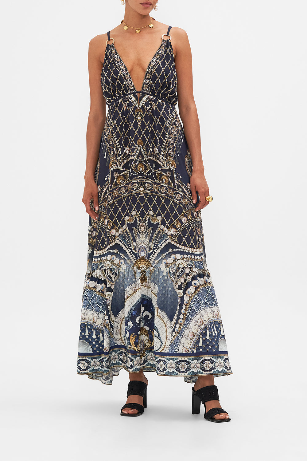 CAMILLA Black Tiered Dress with Hardware in Dance with the Duke