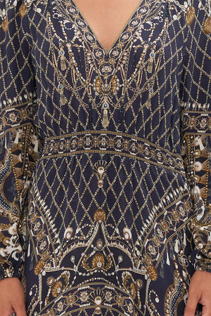 CAMILLA printed silk  shirred waist dress in Dance With The Duke print