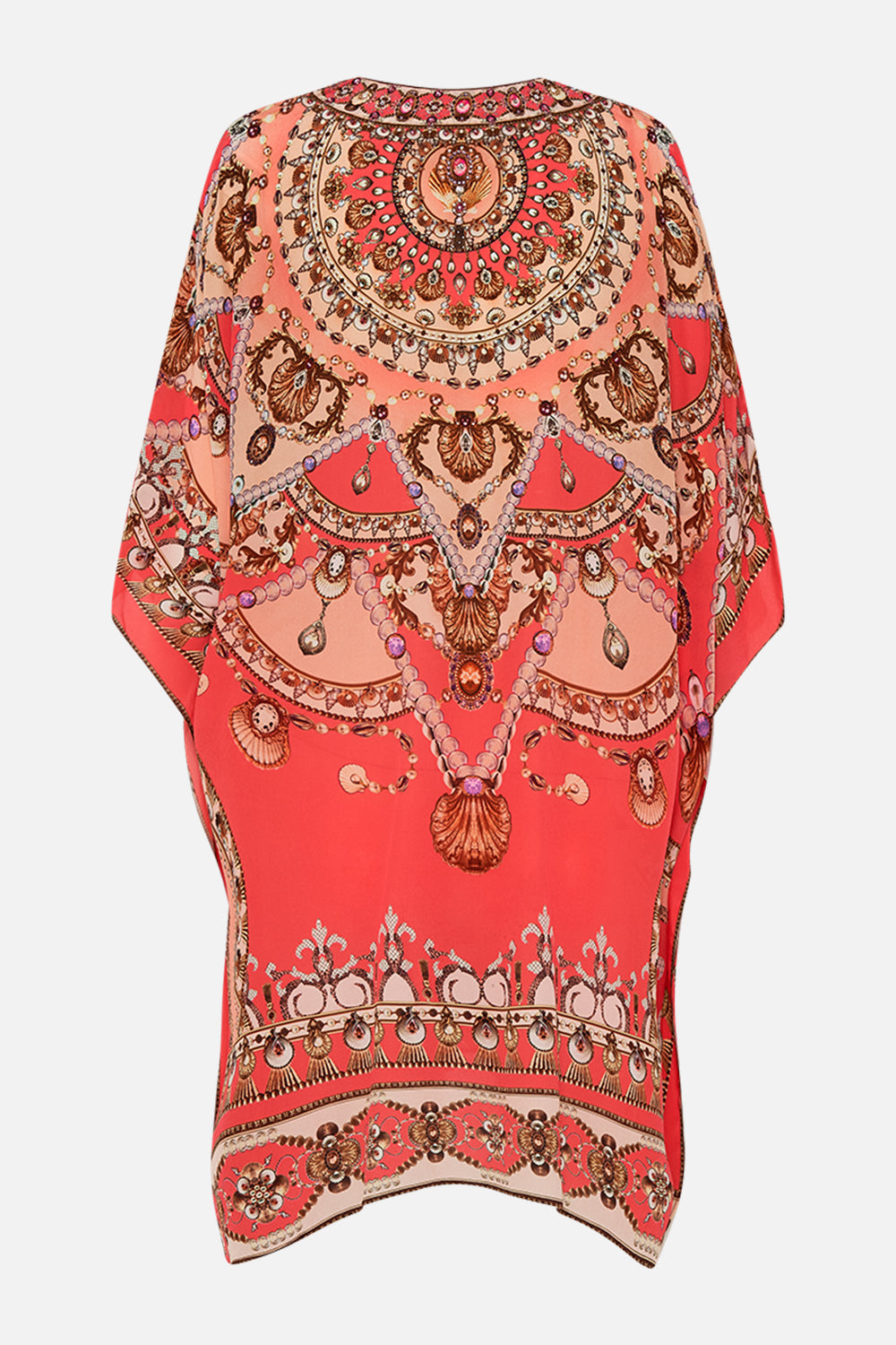 CAMILLA Pink Short Lace Up Kaftan in Shell Games