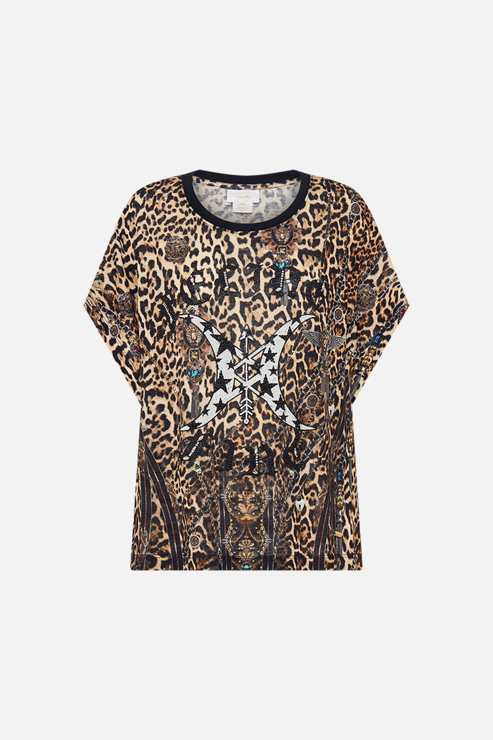 CAMILLA leopard t-shirt with dropped armhole in Amsterglam print.