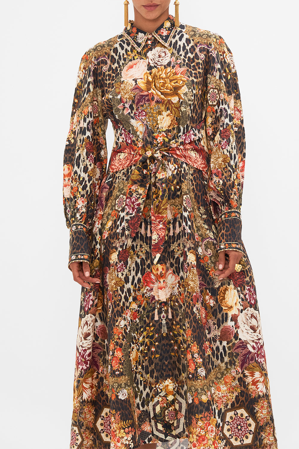 CAMILLA Leopard Waist Tie Shirt Dress in Born in Bruges