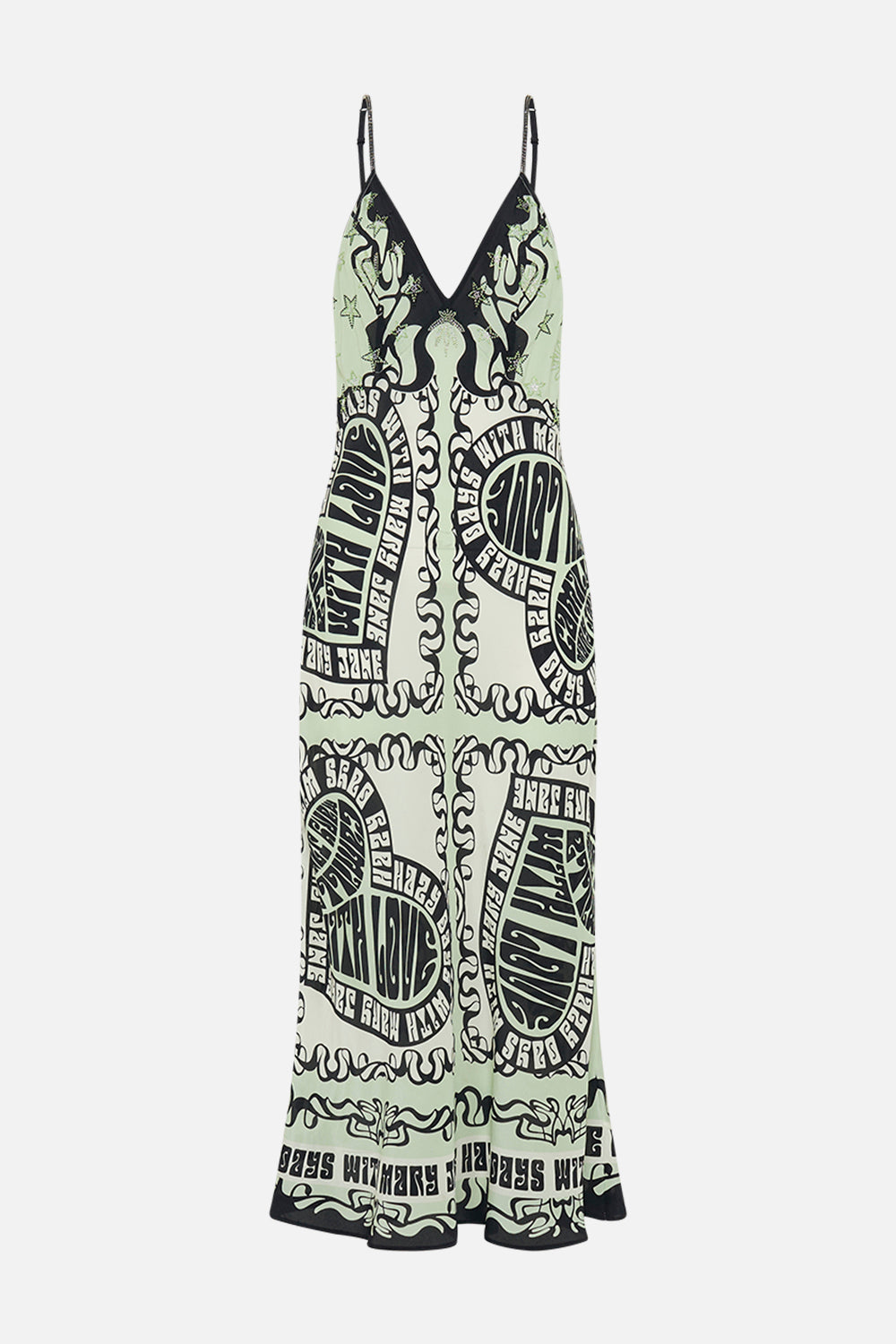 CAMILLA silk slip dress in Double Dutch print