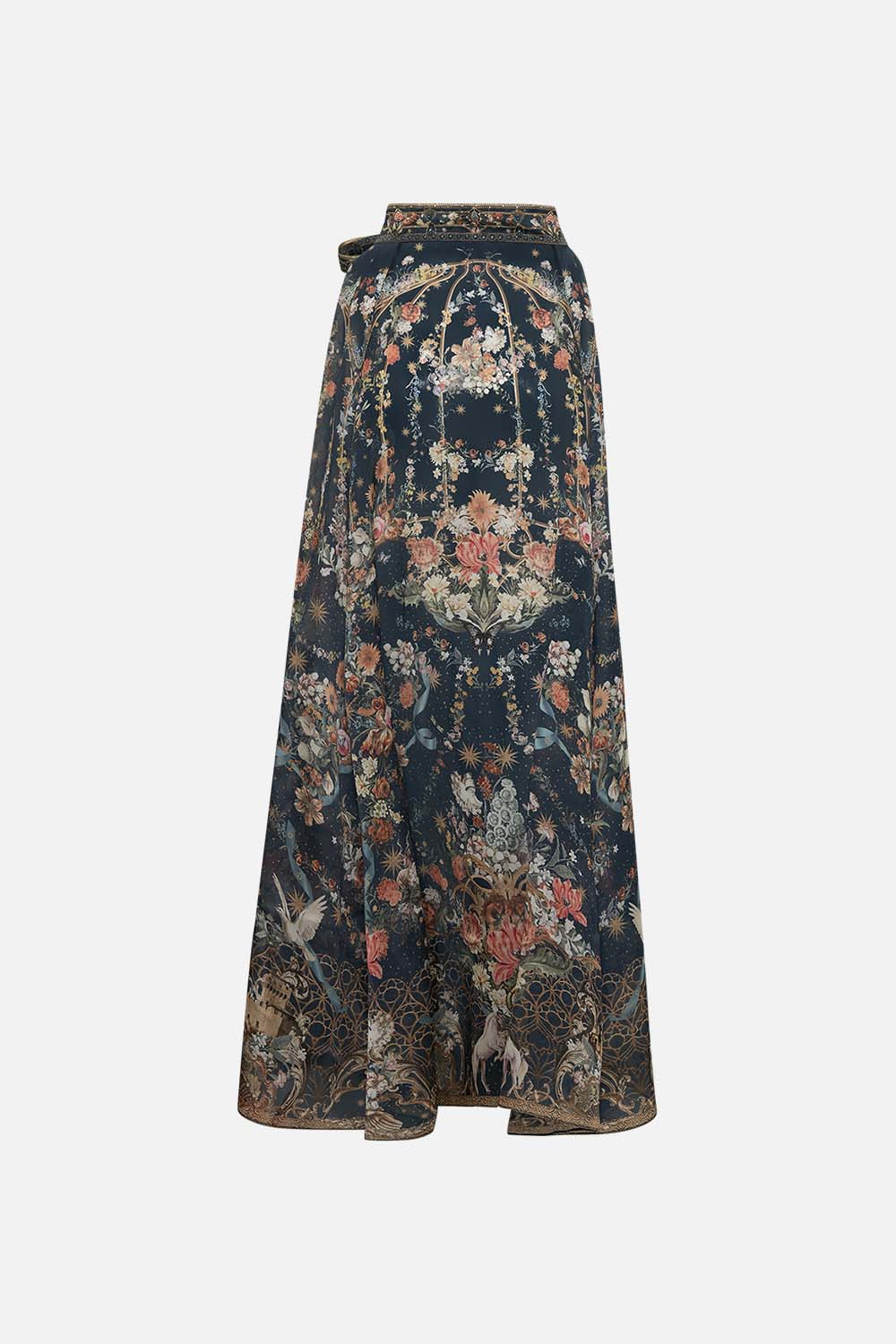 CAMILLA organza maxi dress in She Who Wears A Crown print