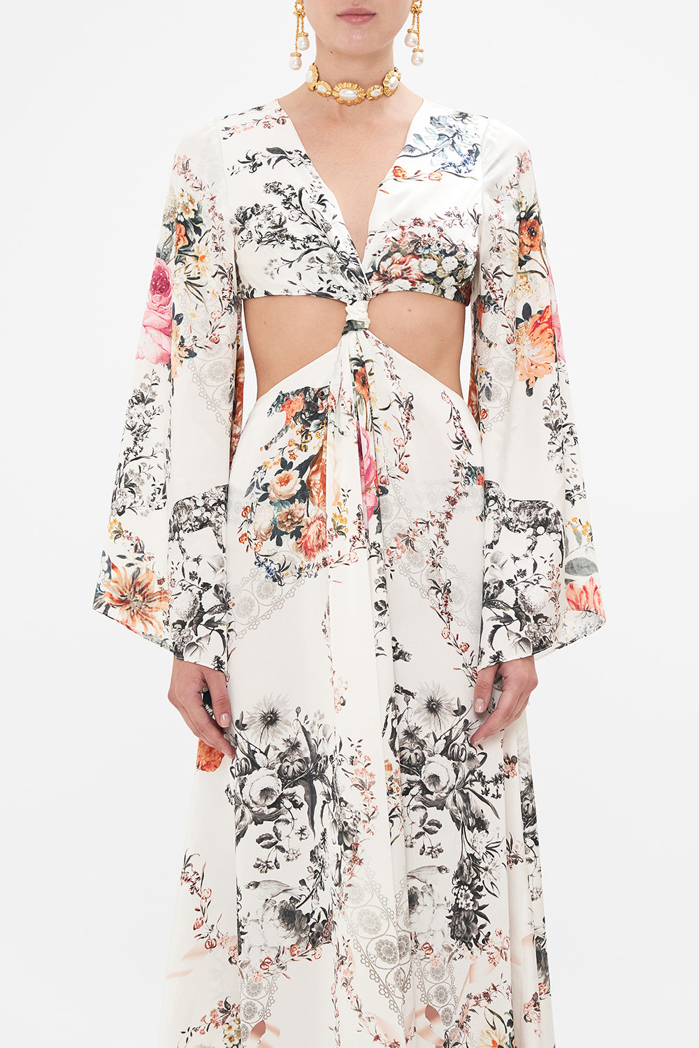 CAMILLA white floral print dress in De Haar Memoirs print