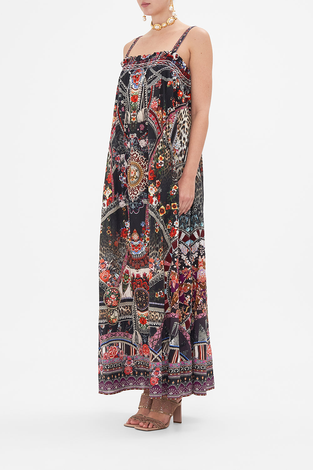 CAMILLA wide strap sundress in Volendam Dolls print