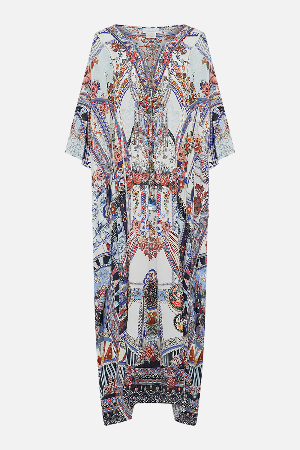 CAMILLA silk kaftan in My Folk Art Heart print