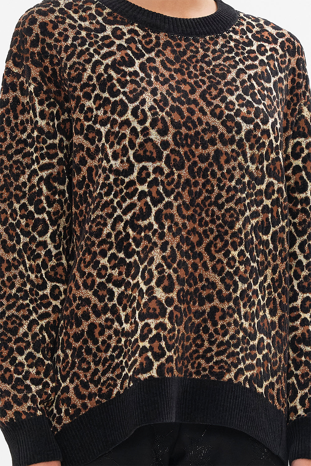 CAMILLA Leopard Crew Neck Oversized Knit in Amsterglam