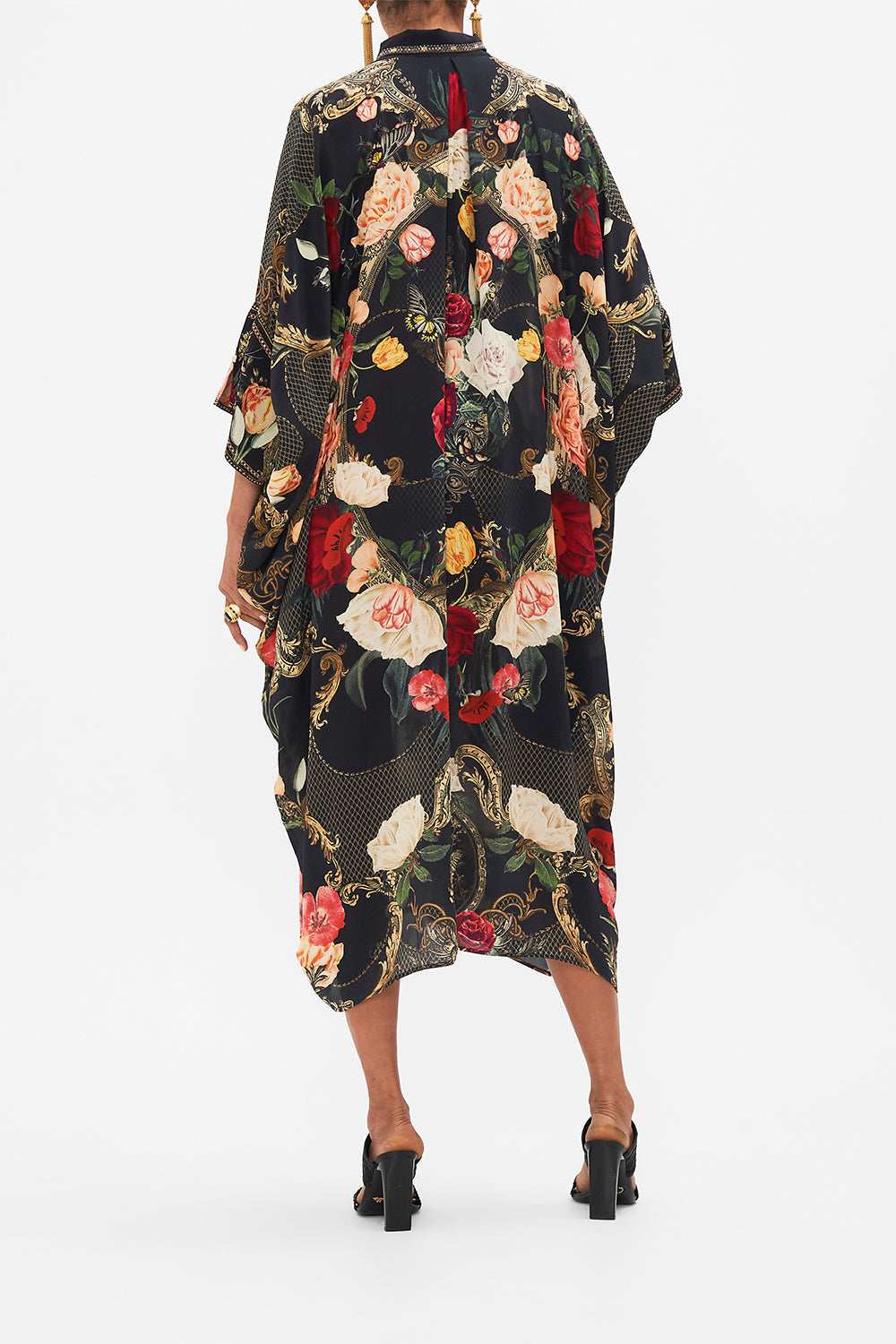 CAMILLA Black Batwing Kaftan in Magic in the Manuscripts