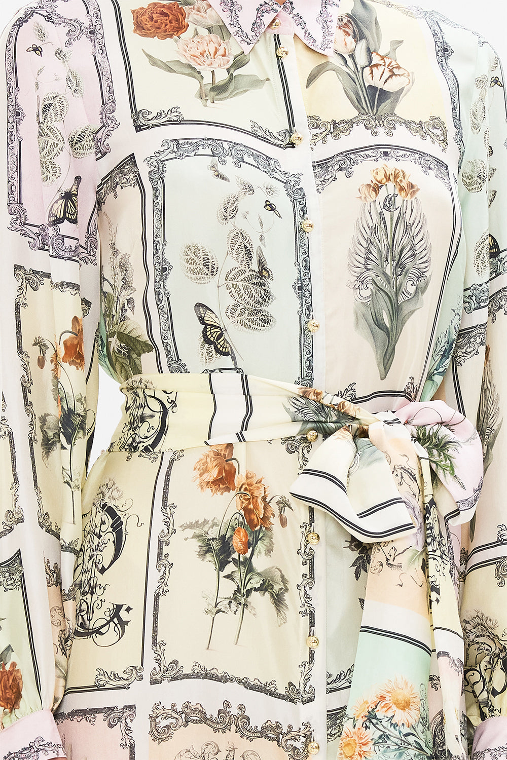 CAMILLA multi midi shirt dress in Long Live Letterpresses print