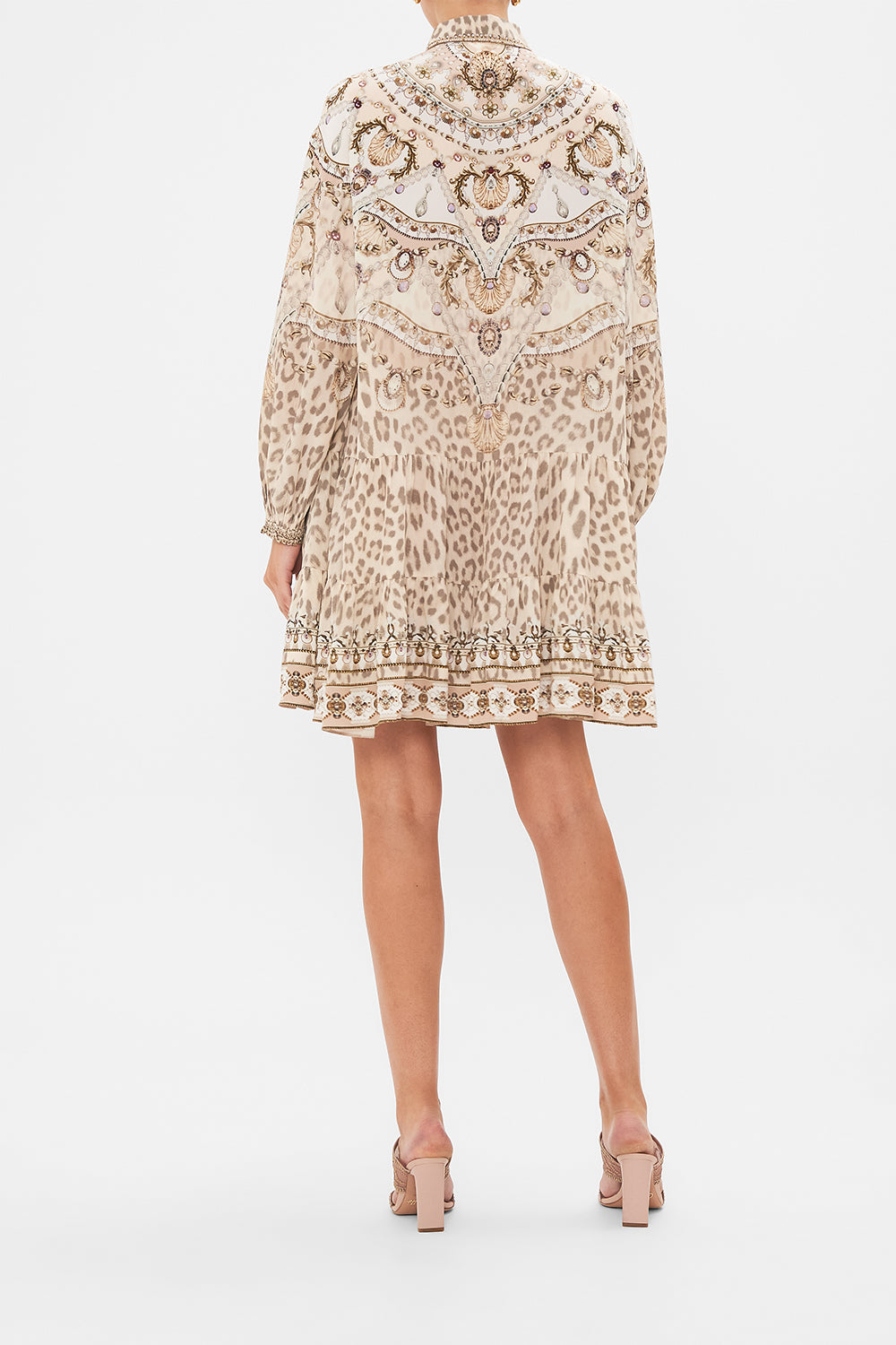 CAMILLA Blush Tiered Shirt Dress in Grotto Goddess