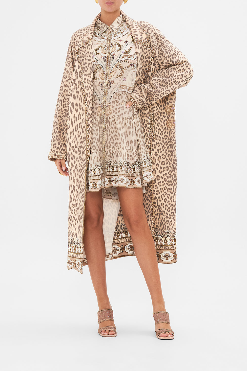 CAMILLA Blush Tiered Shirt Dress in Grotto Goddess