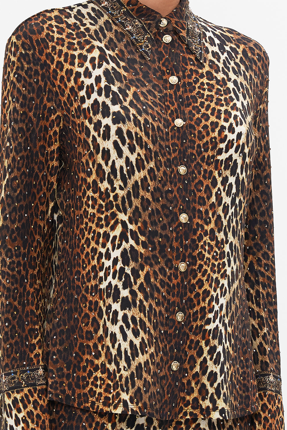 CAMILLA Leopard Fitted Jersey Shirt in Amsterglam
