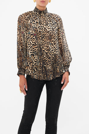 CAMILLA Leopard Raglan Button Up Shirt in Amsterglam