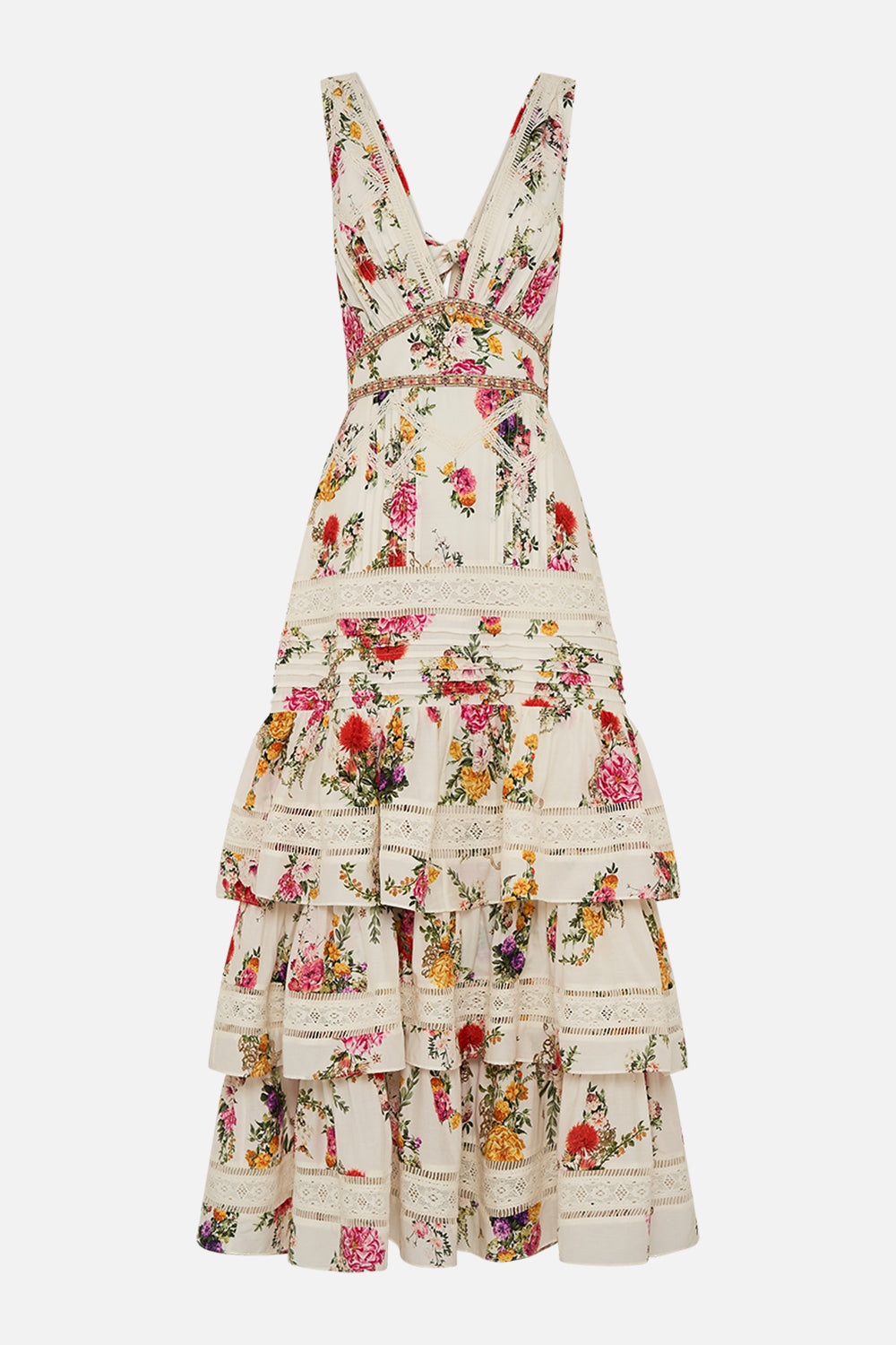 CAMILLA Tiered ruffle hem dress in Egyptian rose print.