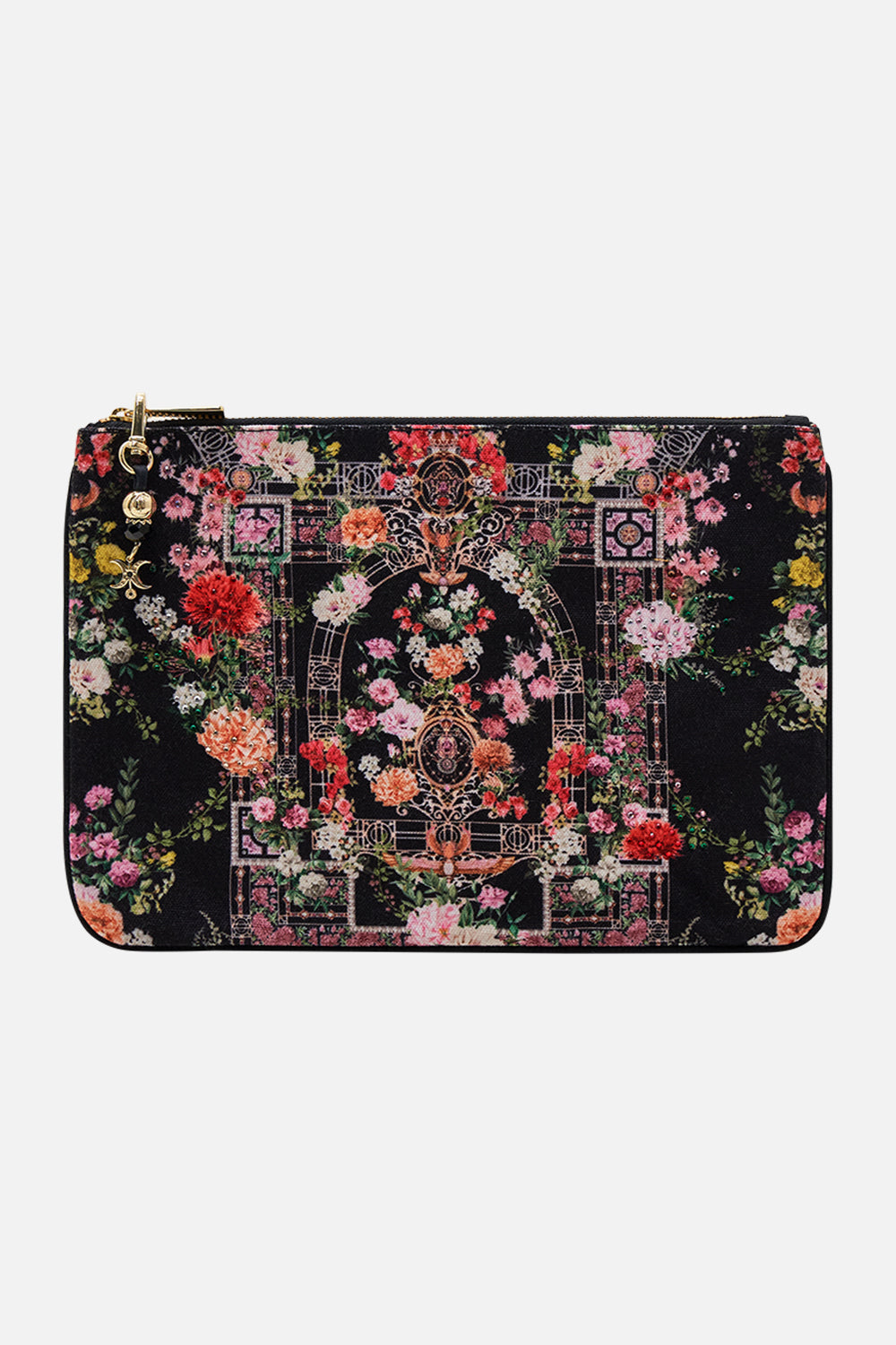 CAMILLA Small canvas clutch in Adorned in Alexandria print.