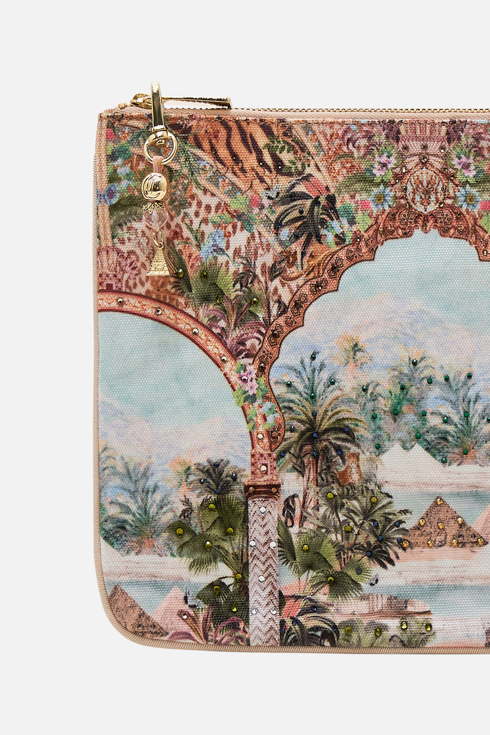 CAMILLA Small Canvas Clutch in Views of the Valley Print