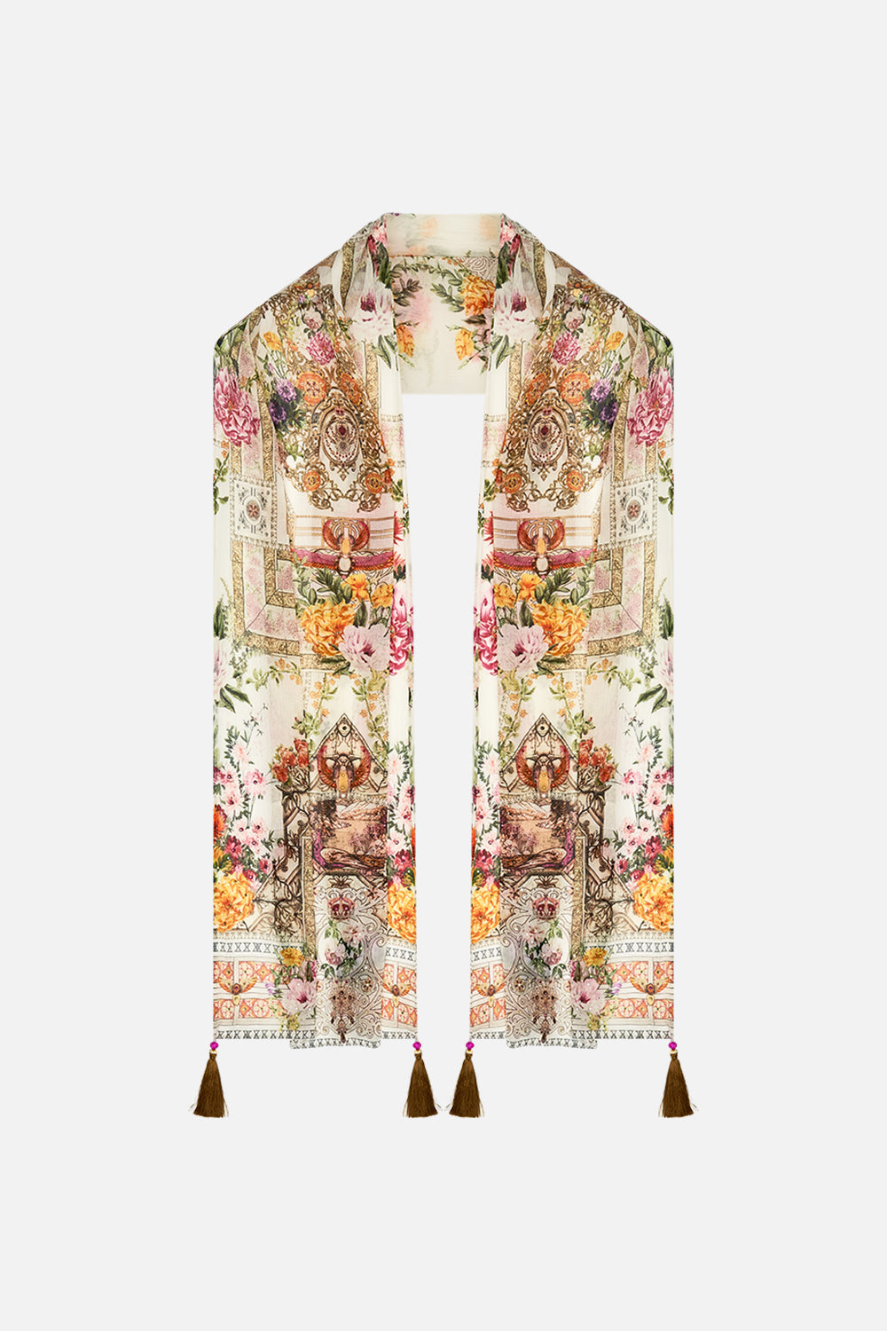 CAMILLA Long Scarf in Egyptian Rose print. 