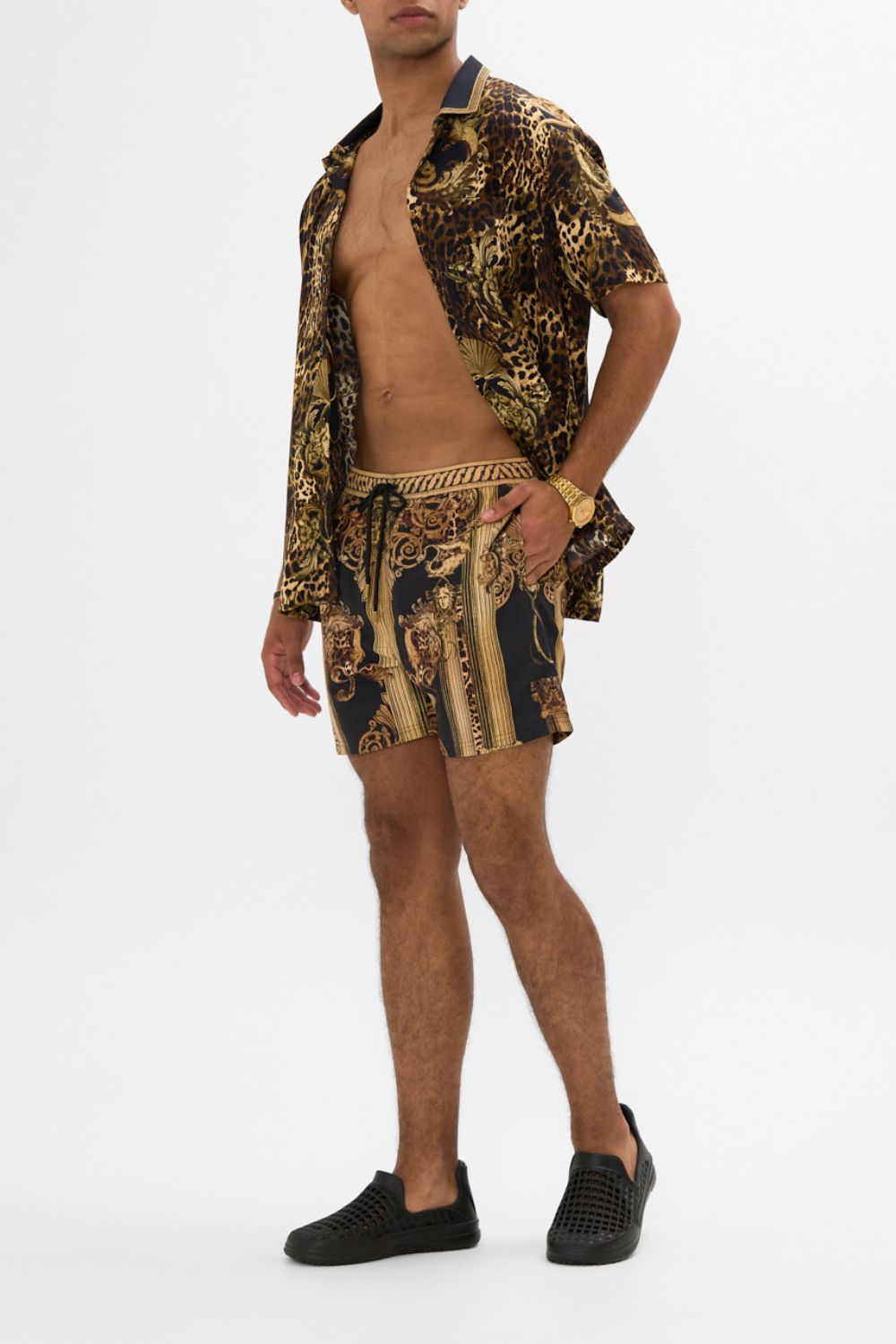 The CAMILLA DRAPED JERSEY HALTER TOP MAKE ME YOUR MOSAIC in our  print.