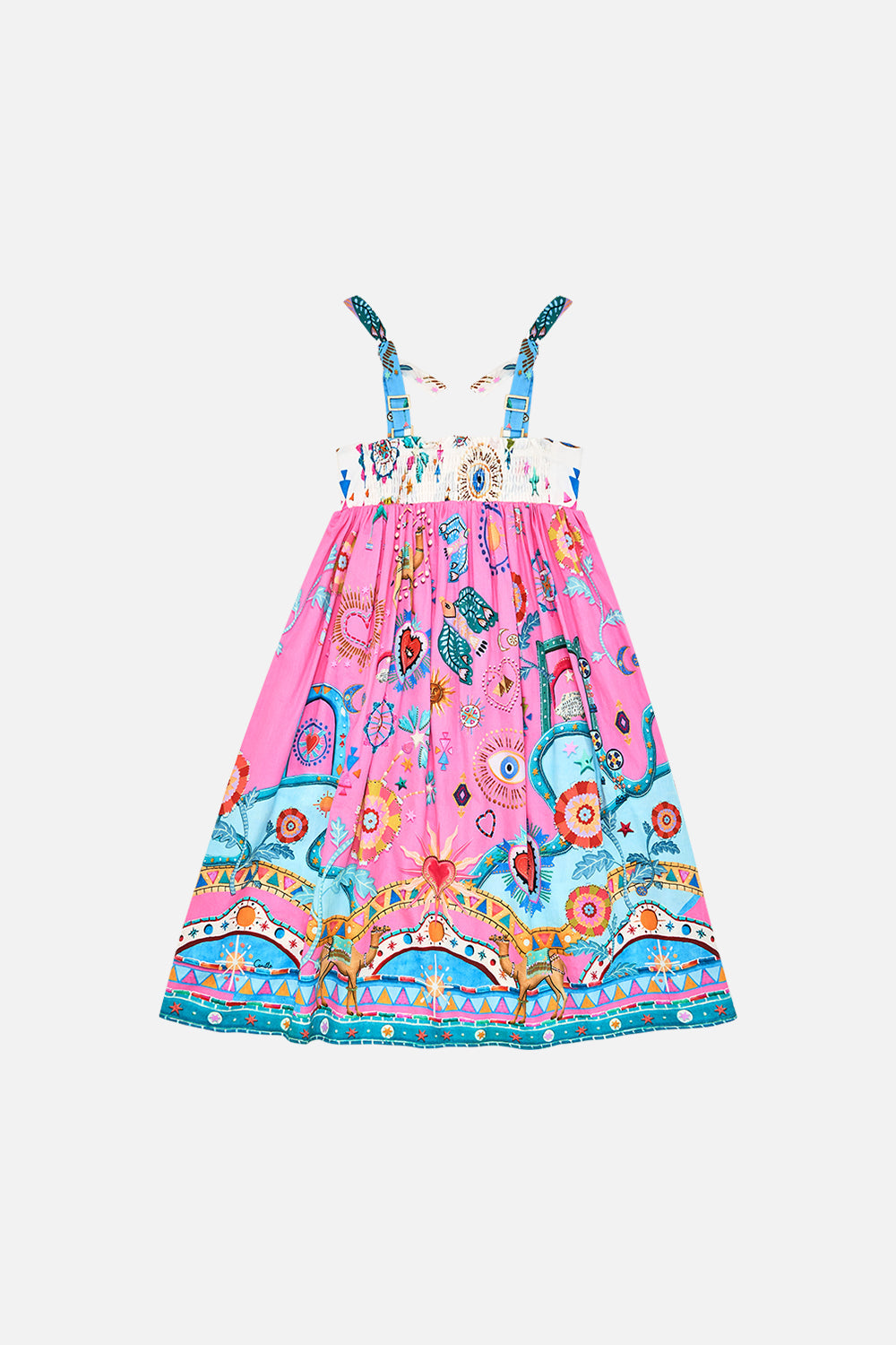 KIDS MIDI DRESS WITH CROCHET & POCKETS 4-10 RAINBOW ROADS