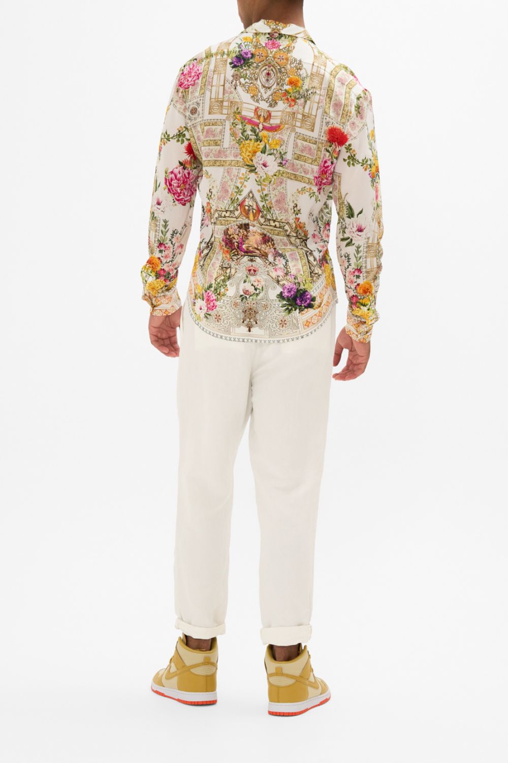 CAMILLA Collared Long Sleeve Shirt in Egyptian Rose print. 