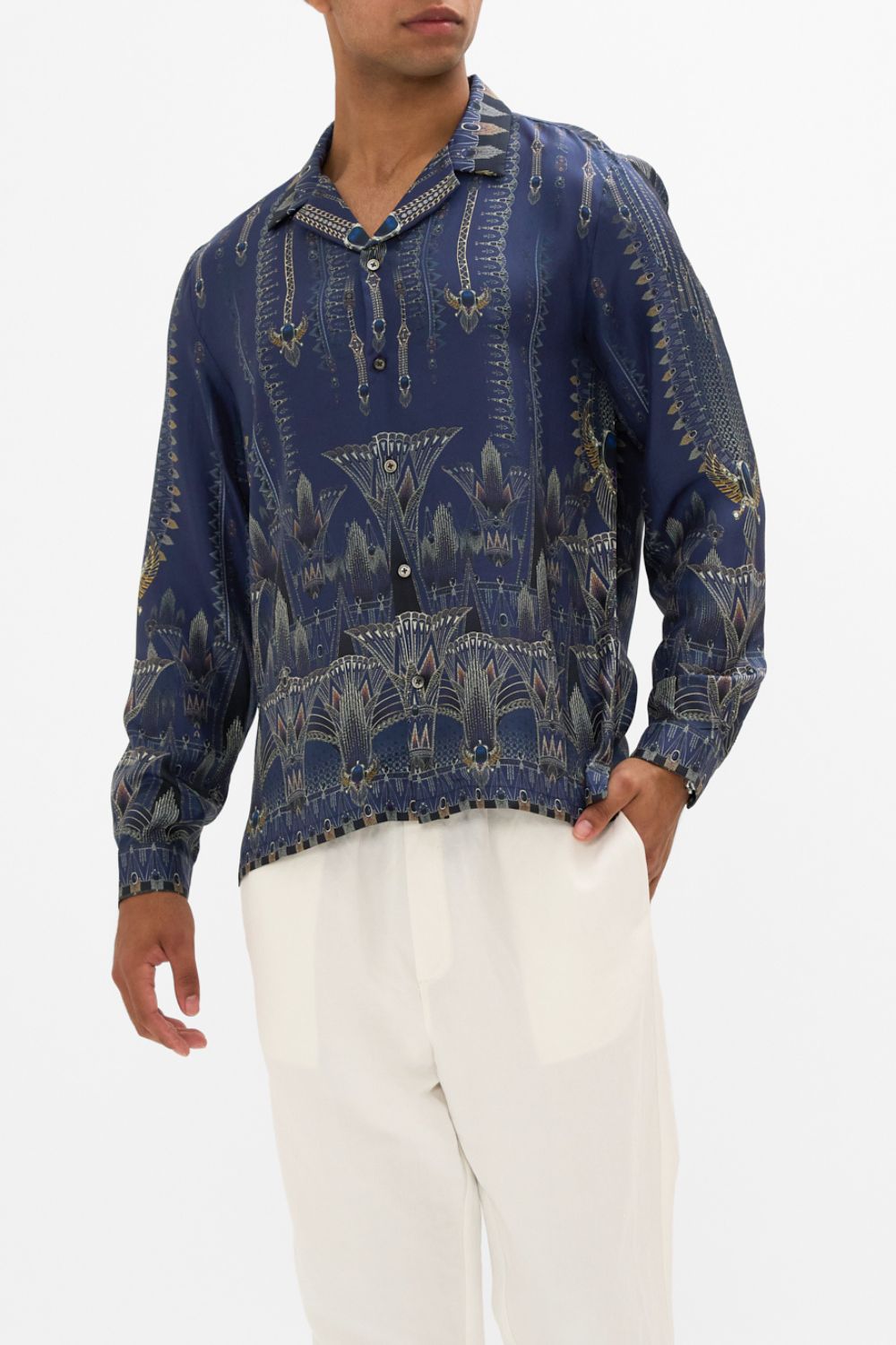 LONG SLEEVE CAMP COLLARED SHIRT THE EGYPT EFFECT